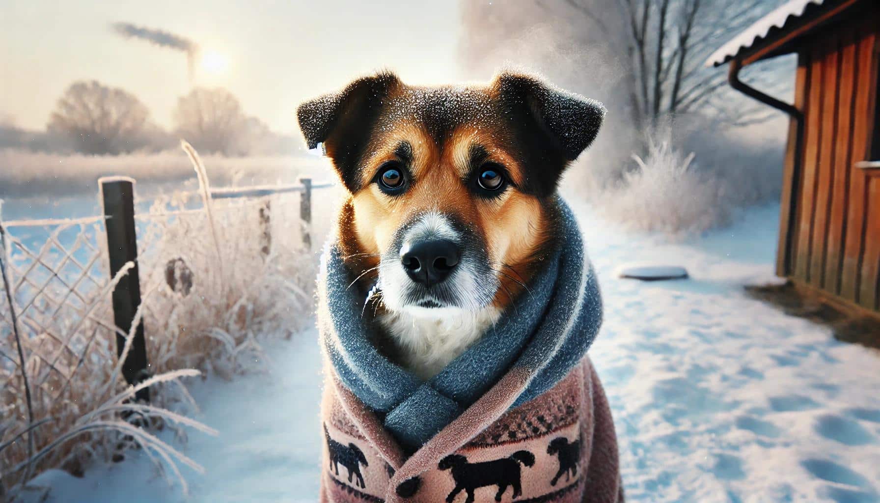 cane ifreddolito con sciarpa