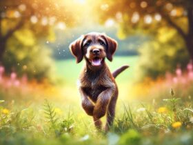 Drahthaar che corre nel prato